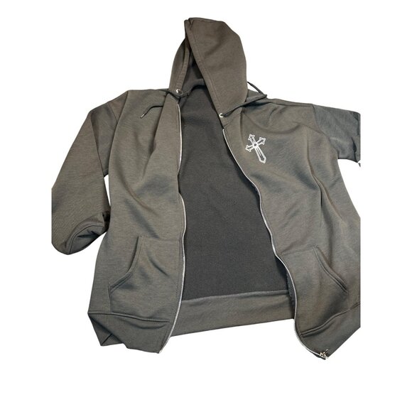 (6 for $25) Forever 1987 Graphic Full Front Zipper Hoodie in Gray Size XL - Picture 3 of 6